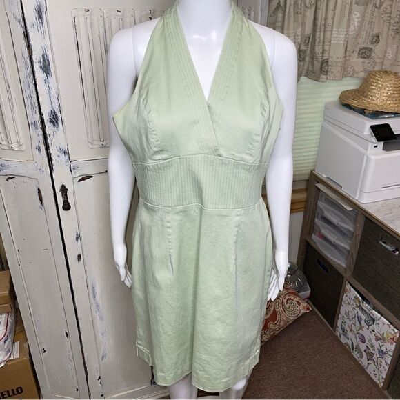 Vintage Y2K B Moss Mint Green Surplice Neckline Sleeveless Dress Size 14 - Picture 13 of 15